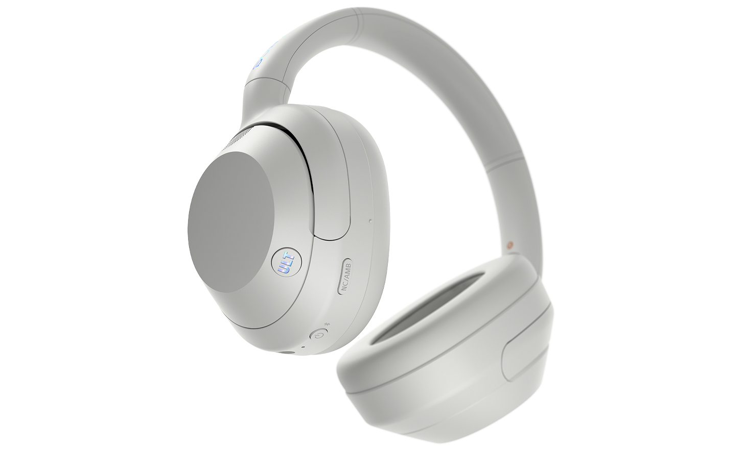 A low angle of the ULT WEAR headphones in white.