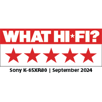 Logótipo do prémio What Hi-Fi 5 Estrelas para a Sony K-65XR80 em setembro de 2024