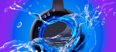 The SRS-XG500 speaker with splashes of water to show the water resistance of the speaker.