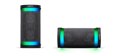 Image of two XP500 speakers, one standing up and one lying down, to illustrate two possibly layouts.