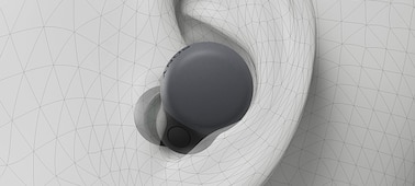 Illustration of a grey LinkBuds S in an ear