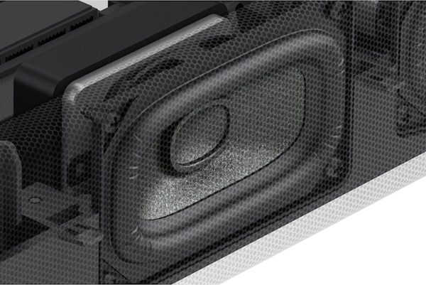 Close-up image of built-in subwoofer in HT-A7000